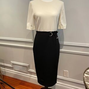 Ted Baker black/cream long zip back dress 8